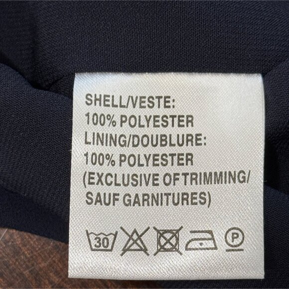 Jacques Vert Women's Size 10 Blouse Navy Blue Short Sleeve Top Floral Embroidery - Picture 8 of 9